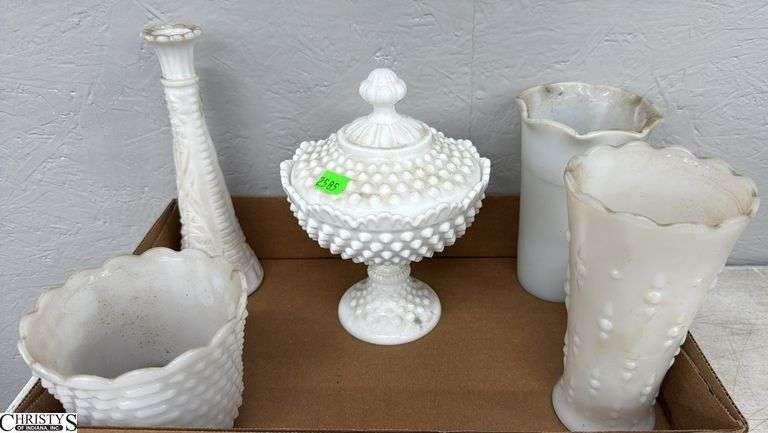 5pcs Milk Glass 9" of tallest image