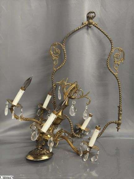 Chandelier and Hanging Metal Oil Lamp Harp - Chandelier missing prims - 18" x 13" of chandelier image
