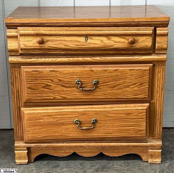 Oak Tone Night Stand - 30" x 17" x 30" - shows wear image