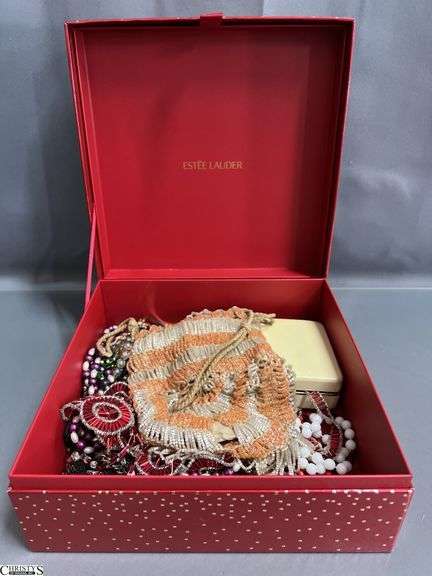 Ladies Vintage Beaded Bag and Costume Jewelry image