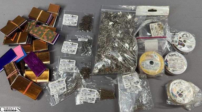 Flat of Jewelry Making Accessories- Includes Wire, Eye Pins, Bag of Swan Charms, and Jump Rings image