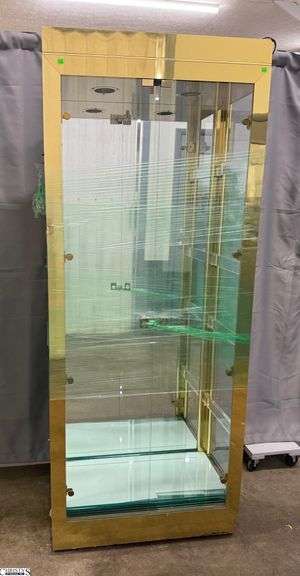 Brass Framed Showcase 2 Door 32”x15x80” image
