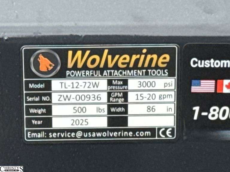 2025 Wolverine Tiller TL-12-72W