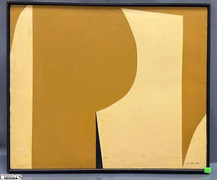 W. Veteto Signed MCM Abstract Oil on Canvas 24.5" x 20.5" image