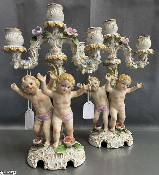 Ucagco Bisque Porcelain Candelabras 8" x 11" of each image