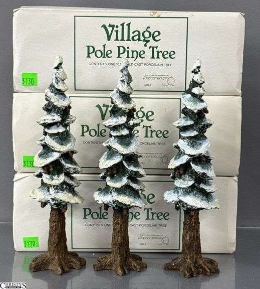 Department 56 Village Pole Pine Tree Figurines - Set of 3 image