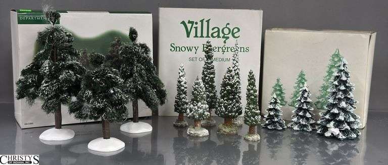 Department 56 Village Tree Collection - Snowy Evergreens, Frosted Spruce, Evergreen Trees image