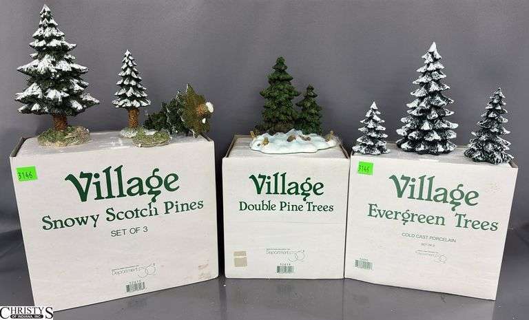Department 56 Village Trees - Snowy Scotch Pines, Double Pine, Evergreen image