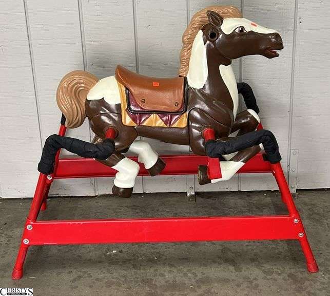 Hard Plastic Spring Play Horse - missing handles - 40" x 22"x 34" image