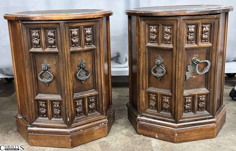 2 Vintage Round End Tables 18" x 21" of each image