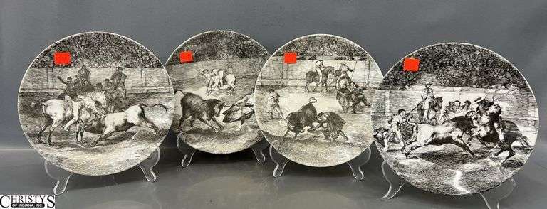 4 Bull Fighting Scene Plates after Frances Goya Lucientes - 8.5" D of each image