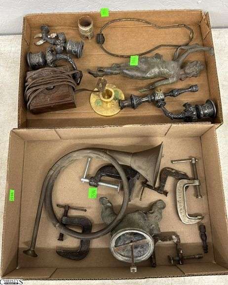 Lamp Parts & Pieces, Clamps, Metal Pieces -  11" of largest - some damage image