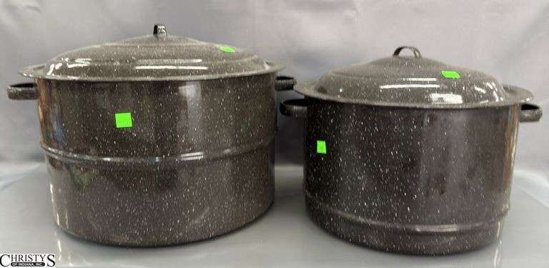 2 Large Enameled Stock Pots 18" x 13" image