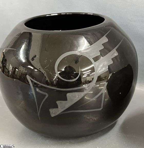 Black Glazed Signed By The Artist Bowl 6x5" image