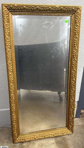 Ornate Framed Wall Mirror - 23" x 45" - some chipping, gesso loss to frame image