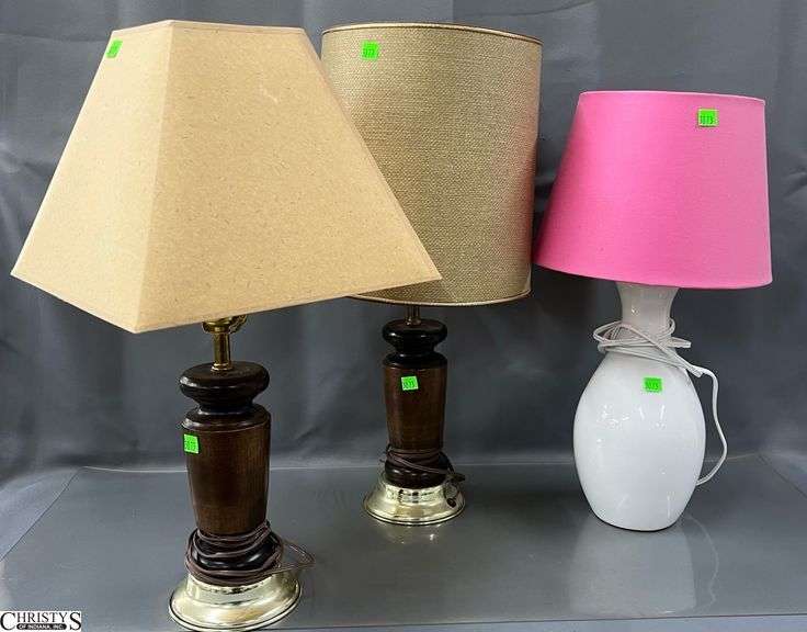 3 Small Table Lamps 23" of tallest image