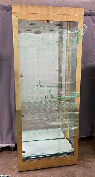 Brass Framed Showcase 2 Door 32”x15x80” image