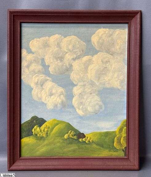 "Look Up" 1969 Signed Kim Baker Oil on Board Landscape 19" x 23" image