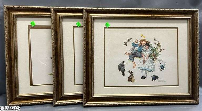 3 Norman Rockwell Prints, Framed 21x18 image