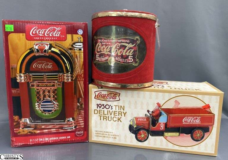 Coca Cola Cookie Jar, Ice Bucket, 1930's Style Tin Delivery Truck image