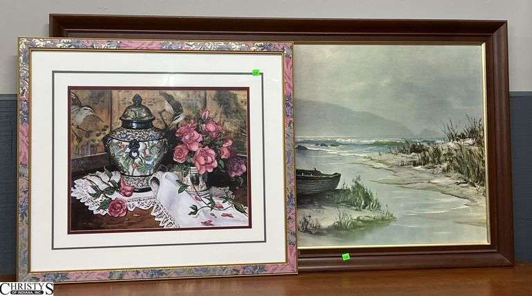 R. Morton "Respite" Framed Artwork 53x29" and Framed Floral Art image