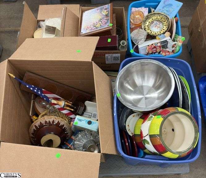 Boxed Lots, Party Trays, Mixing Bowls, Trinket Jars, Pottery Bowl, Lidded Jars, Totes, Some Wear and Damage image