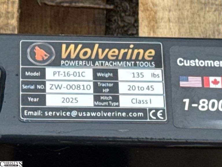 2025 Wolverine 3 Point Quick Tach PT-16-01C