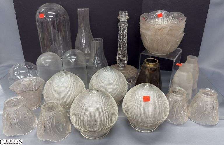 Glass Light Fixture Shades, Cloche Dome Covers, Glass Chimneys, 12" of tallest image