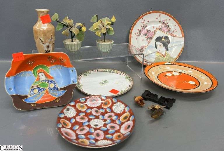 Asian Dishes, Lusterware, Mineral Flower, Largest Saucer 7" image