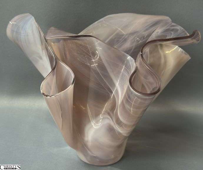 Studio Art Glass Purple & White Swirl Vase 7" image
