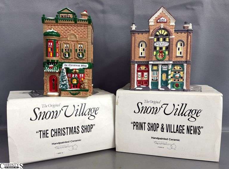 Department 56 Snow Village The Christmas Shop and Print Shop Buildings image