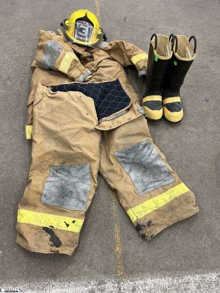 Firefighter Protective Gear: Turnout Coat, Pants, Boots & Helmet image