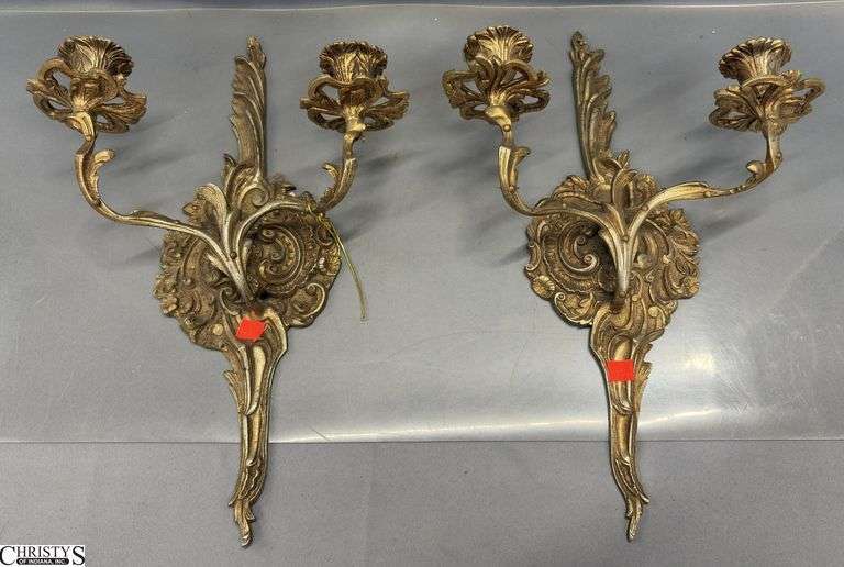 French Louis XV Style Metal Wall Sconces - 12" x 18" of each image