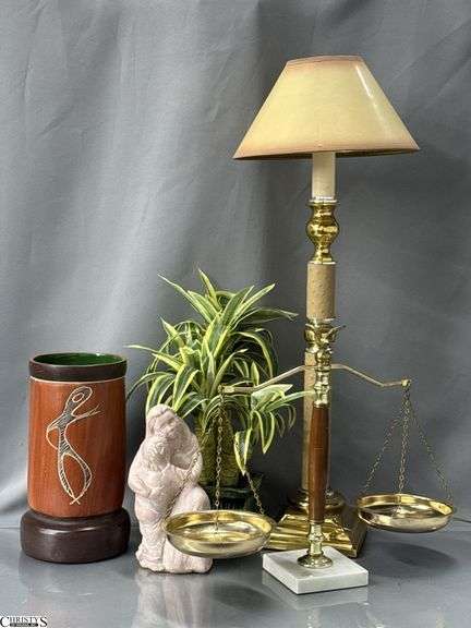 Table Lamp, Vase, Artificial Plant, Small Sculpture, Decor Scale - 27" of lamp image