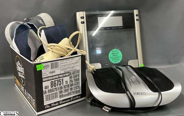Scale, Foot Massager, 2 Pairs Shoes, Hair Dryer - marked size 11 image