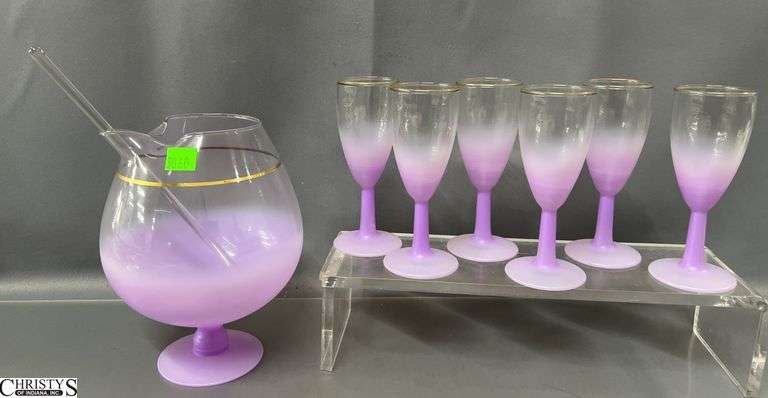 7pcs - Blendo Purple Cocktail Pitcher & 6 Glasses - 8" of pitcher image