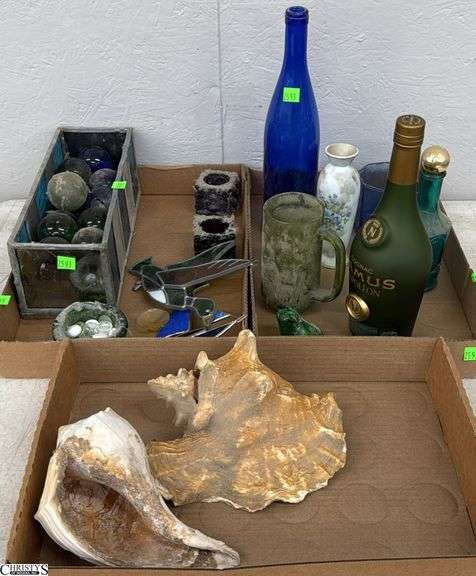 Seashells, Bottles, Suncatchers, Glass Balls & Stained Glass Holder - 12" x 4" x 4" of holder image