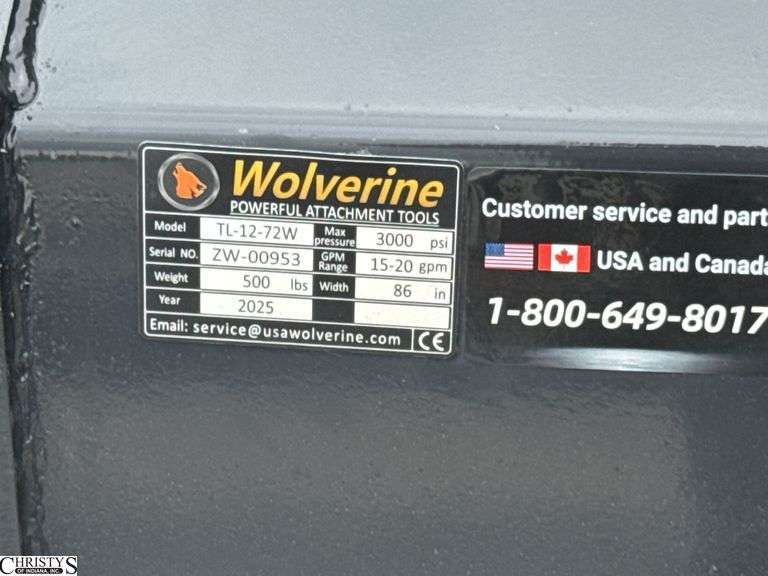 2025 Wolverine Tiller TL-12-72W