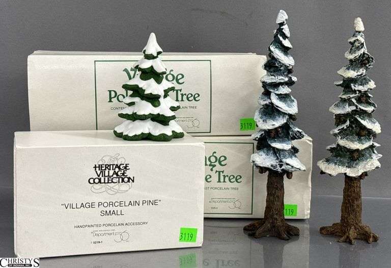 Department 56 Heritage Village Collection Porcelain Pine Tree and Pole Pine Tree Lot image