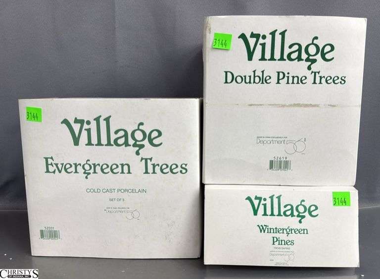 Department 56 Village Tree Assortment - Evergreen, Wintergreen, and Double Pine Trees image