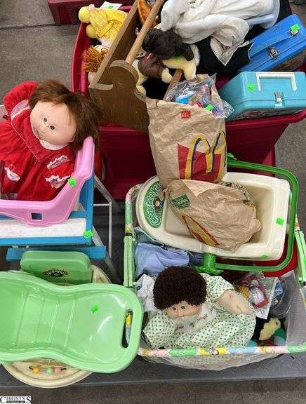 Boxed Lots, Cabbage Patch, Play Pin, Pumpkin Seat, High Chairs, Rainbow Bright, McDonalds Ty Giveaways, Plastic Aladdin Lunch Boxes, Dolls, Trolls, Volkswagen image