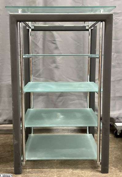 Contemporary Frosted Glass Open Sided Bookcase 26x22x42" image