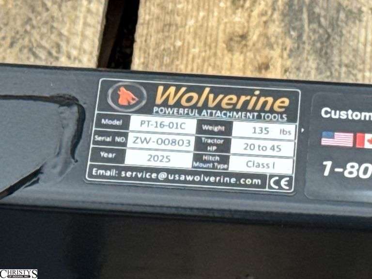 2025 Wolverine 3 Point Quick Tach PT-16-01C