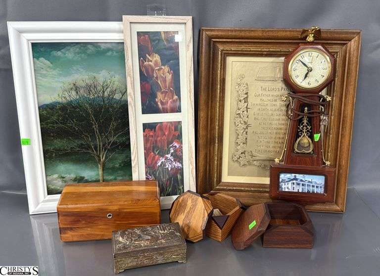 Framed Prints, Wall Clock, Wood Boxes, Asian Influence Trinket Box - 15" x 19" of largest image