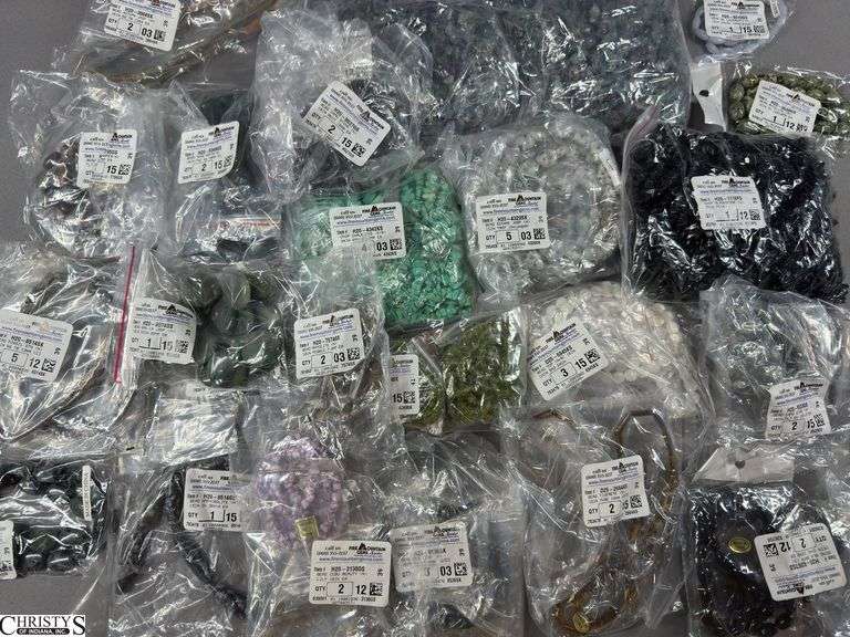 Flat of Beads in Various Colors in Baggies.  Most bags have labels image