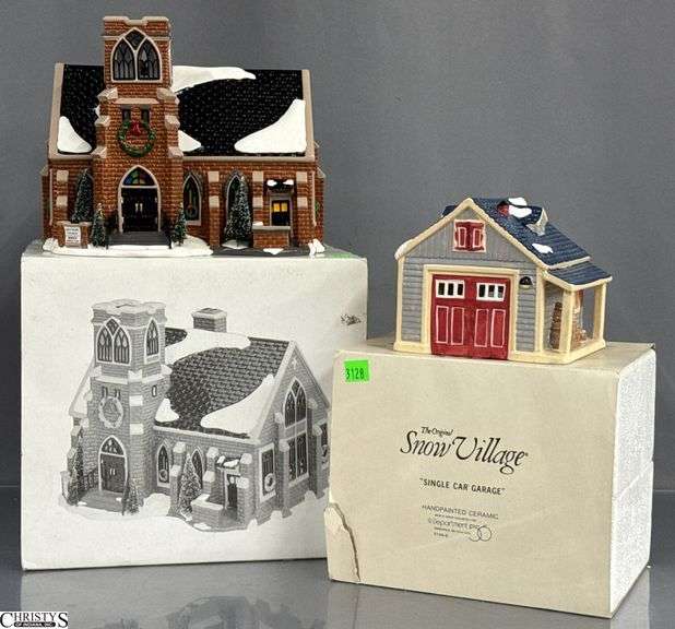Department 56 Snow Village Church and Garage Figurines image