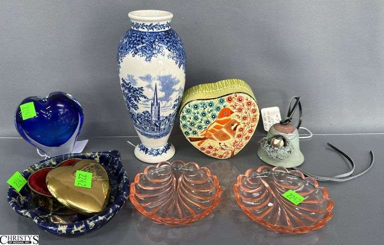 Trinket Boxes, Wedgewood Vase, Pick Coasters, Bell image