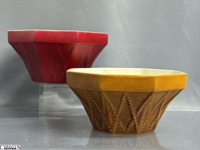 2 Haegar Country Style Planter Bowls - 8.5" x 4.5" of each image