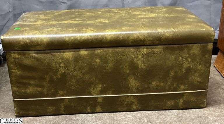 Padded Vinyl Storage Ottoman 33x16x14" image