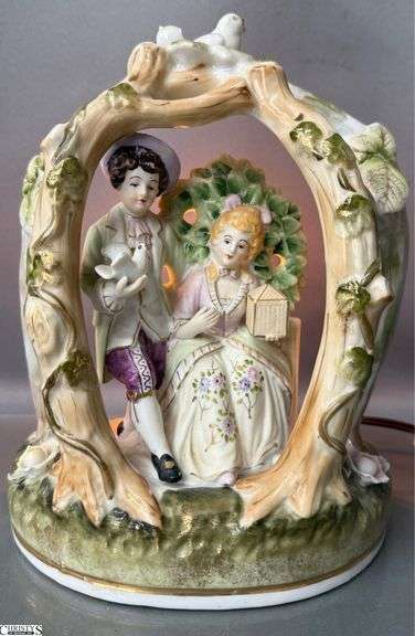 Figural Porcelain Vanity Lamp 7" x 8" image